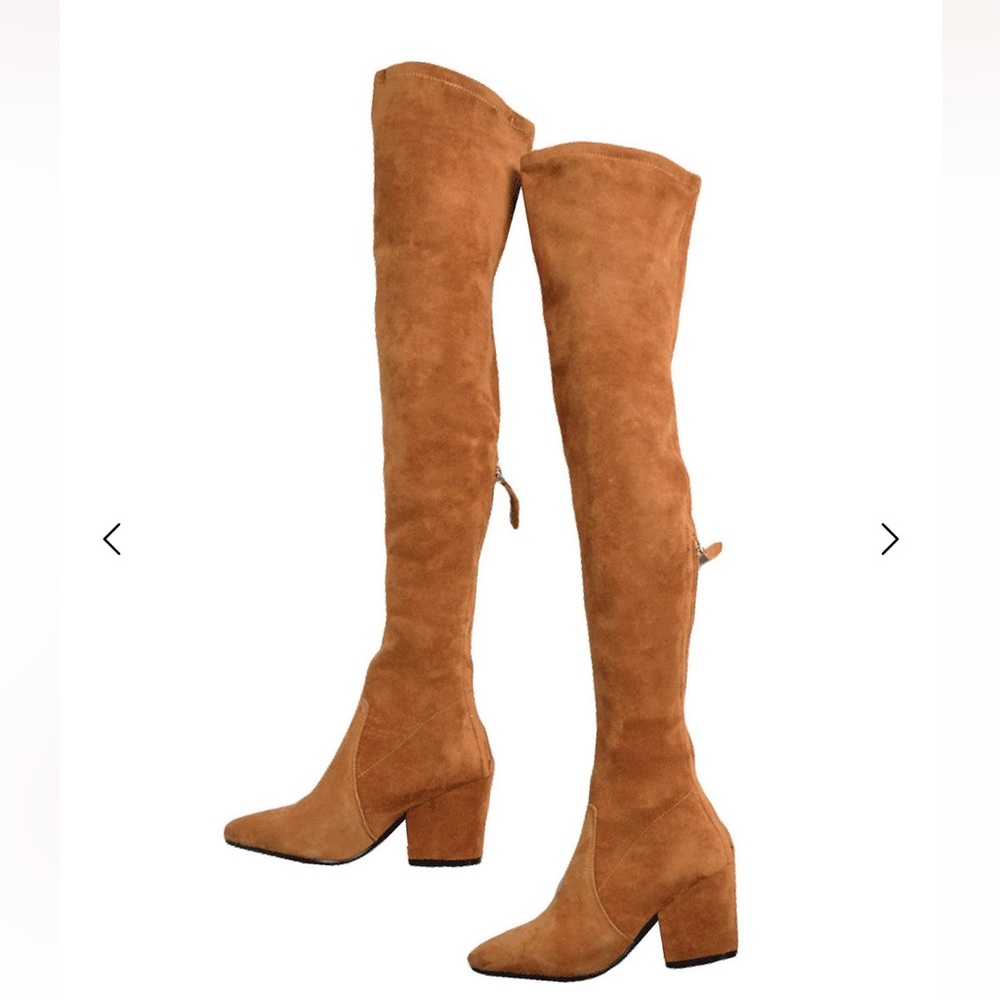 'Marlo' Tan Over The Knee Suede Boot